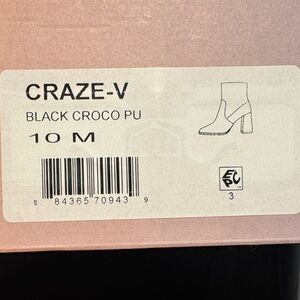 Black Croco PU Heeled Boots